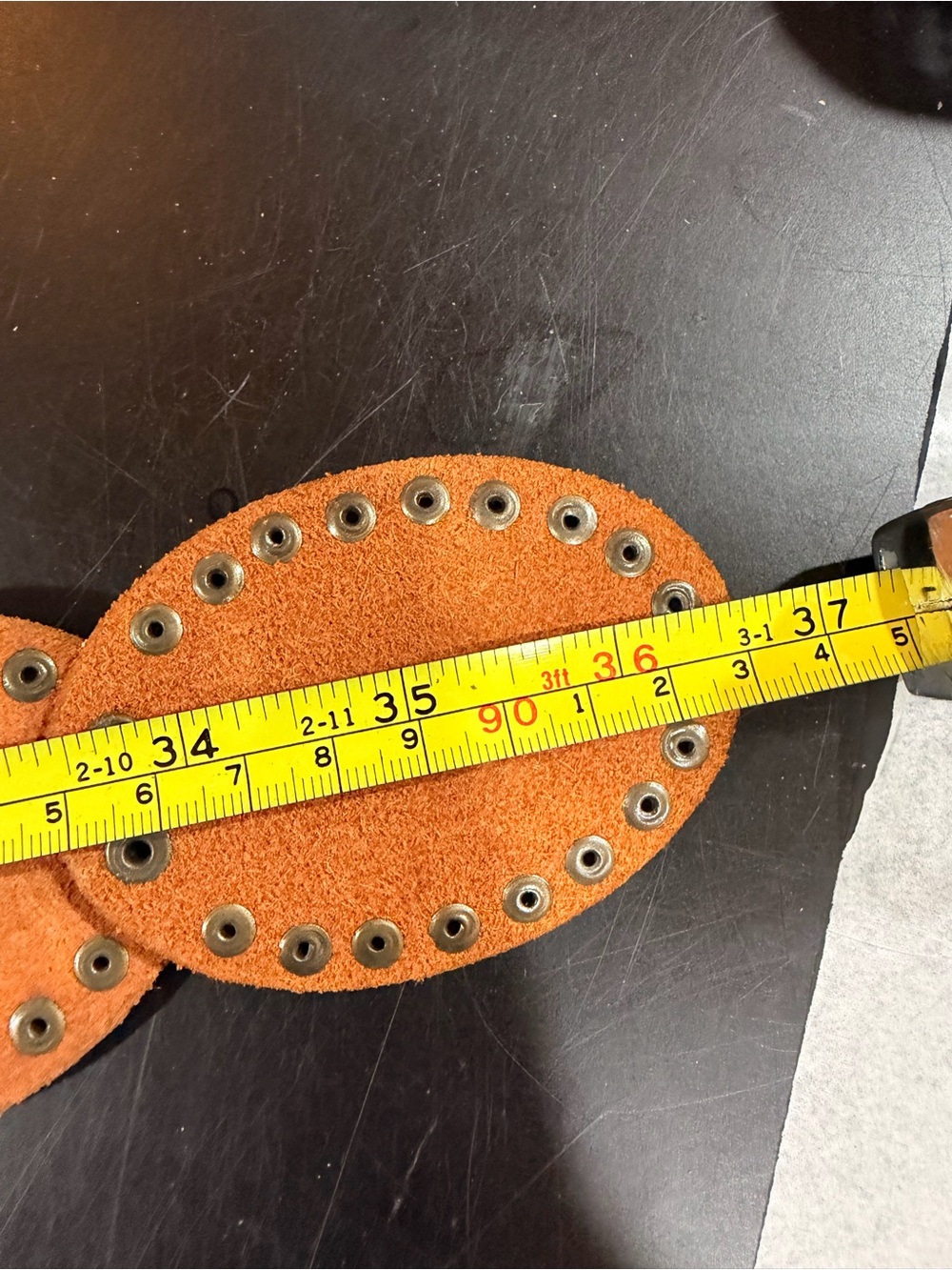 Vintage 1996 Fossil Genuine Leather Concho Belt Brown Studded Western Boho S - Picture 9 of 9